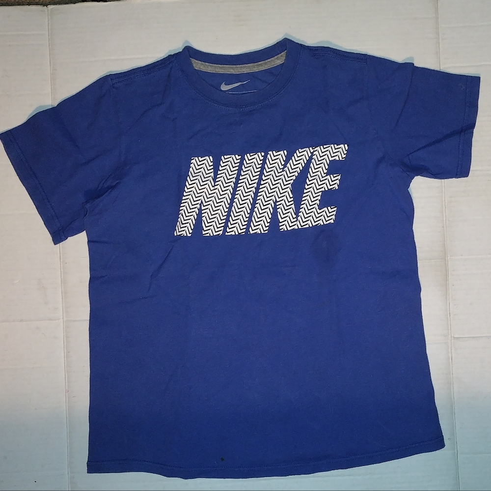 Vintage Nike Blue White Cotton Tee Shirt Size M